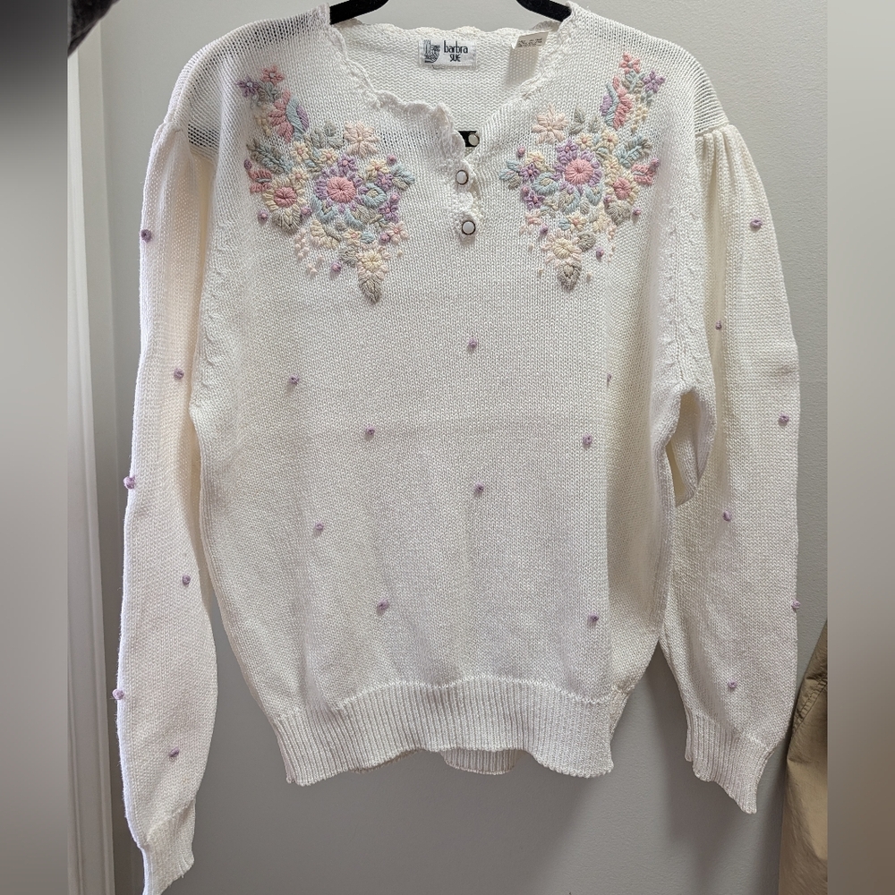 Vtg Barbra Sue Embroidered Sweater